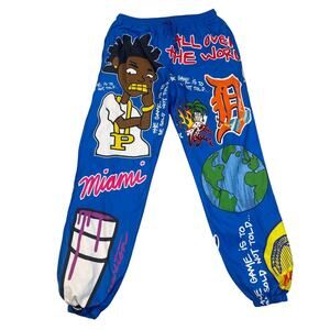Mens Pimperelli All Over The World Jogger Pants Size XL Limited Release Rare HTF